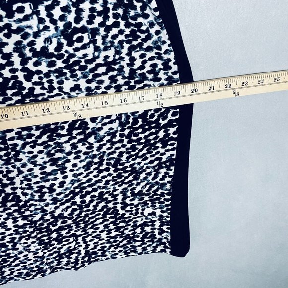 Slimming Lauren Ralph Lauren Dress 12 Black Stretch Leopard Print 3/4 Sleeve - Picture 10 of 12